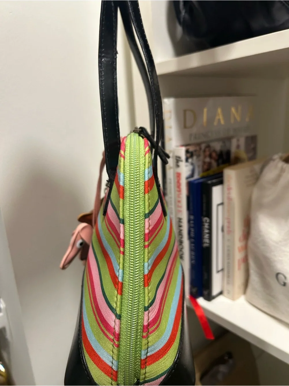 Vintage Y2K kate spade Striped Dome Satchel - Pink & Green
